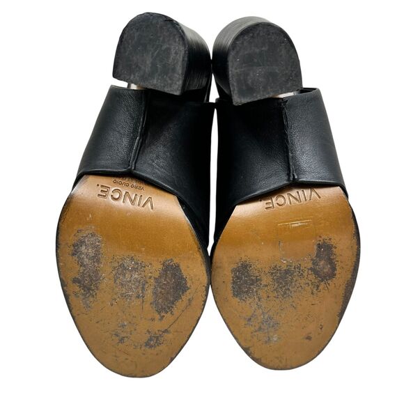 Vince Womens Booties Jody Leather Slingback Block Heel Black Sz 6M Made in Italy - Picture 7 of 7